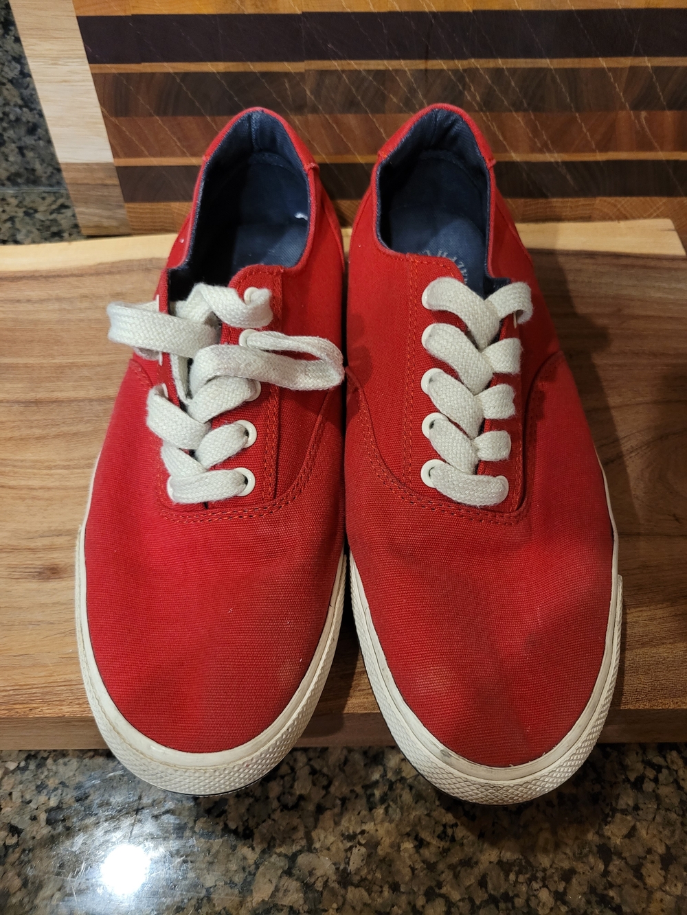 Ralph Lauren Vintage 1992 Red Canvas Lace Up Shoes In Great Condition Sz 7D